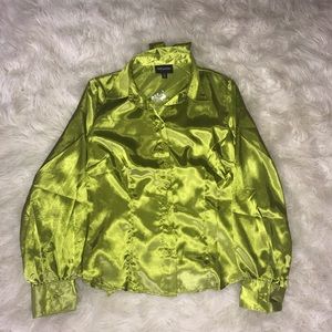 Vintage Green Silky Blouse